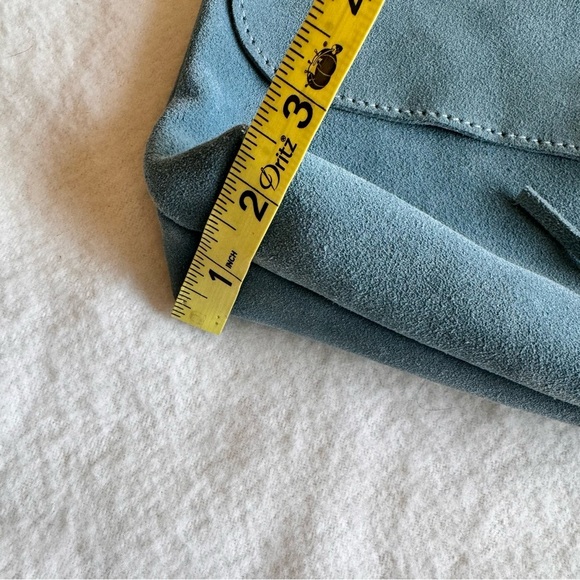 Italian Suede Leather Hobo | Messenger Crossbody Bag Blue - Picture 11 of 11